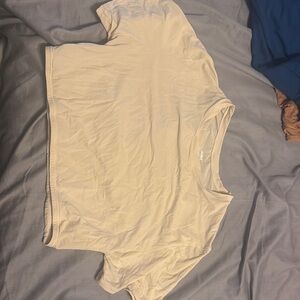 Skims Beige Cropped T-Shirt
